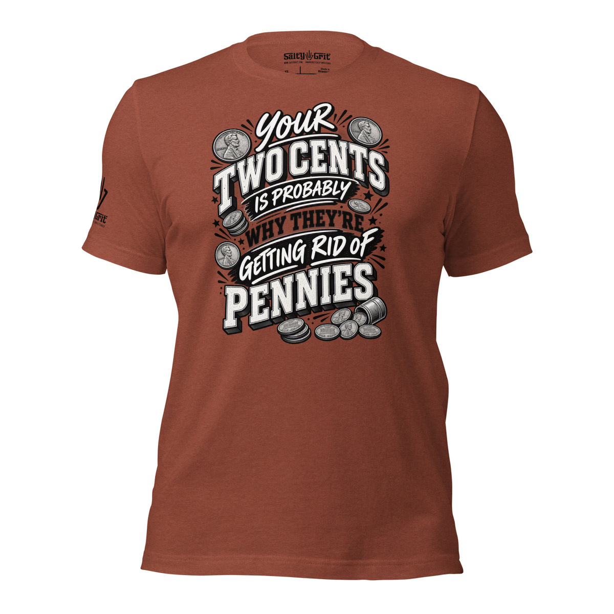 Offensive humor penny shirt featuring a sarcastic two cents message