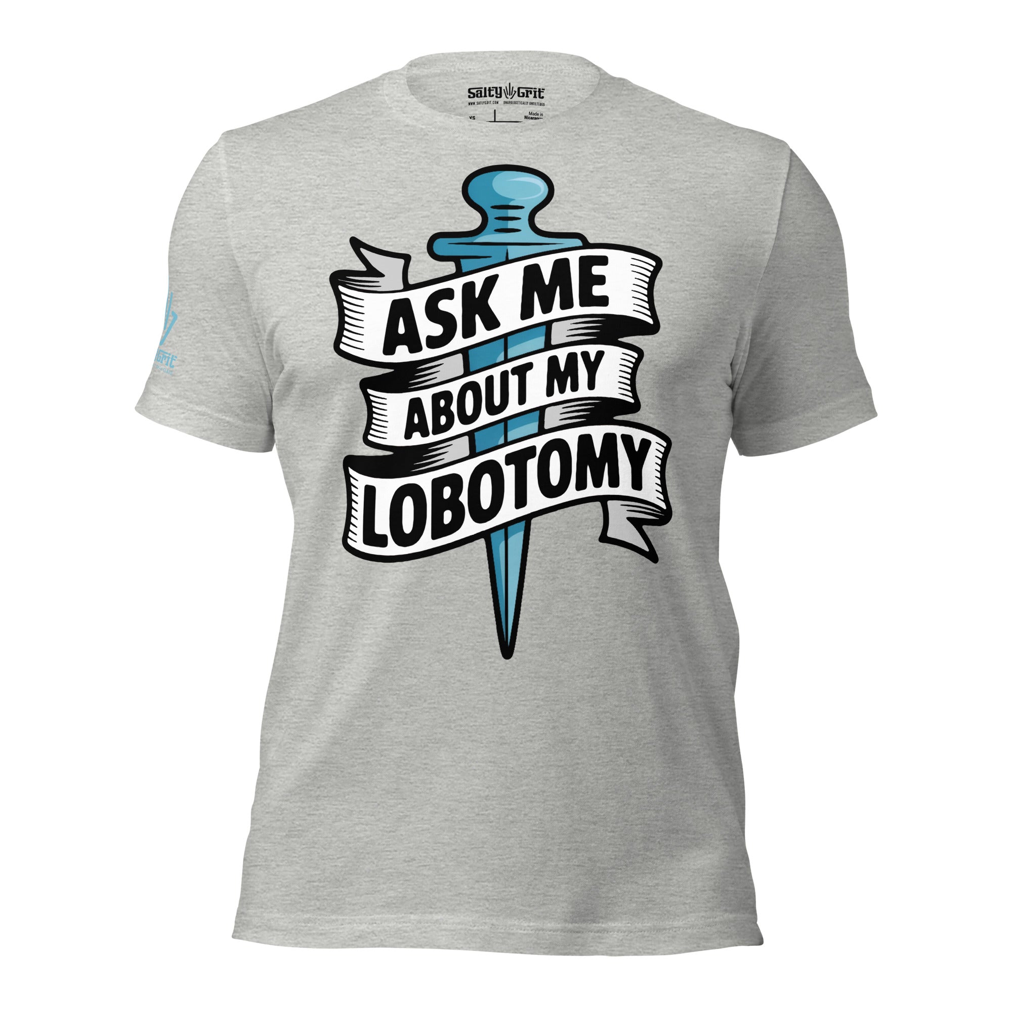 Offensive humor apparel with lobotomy text
