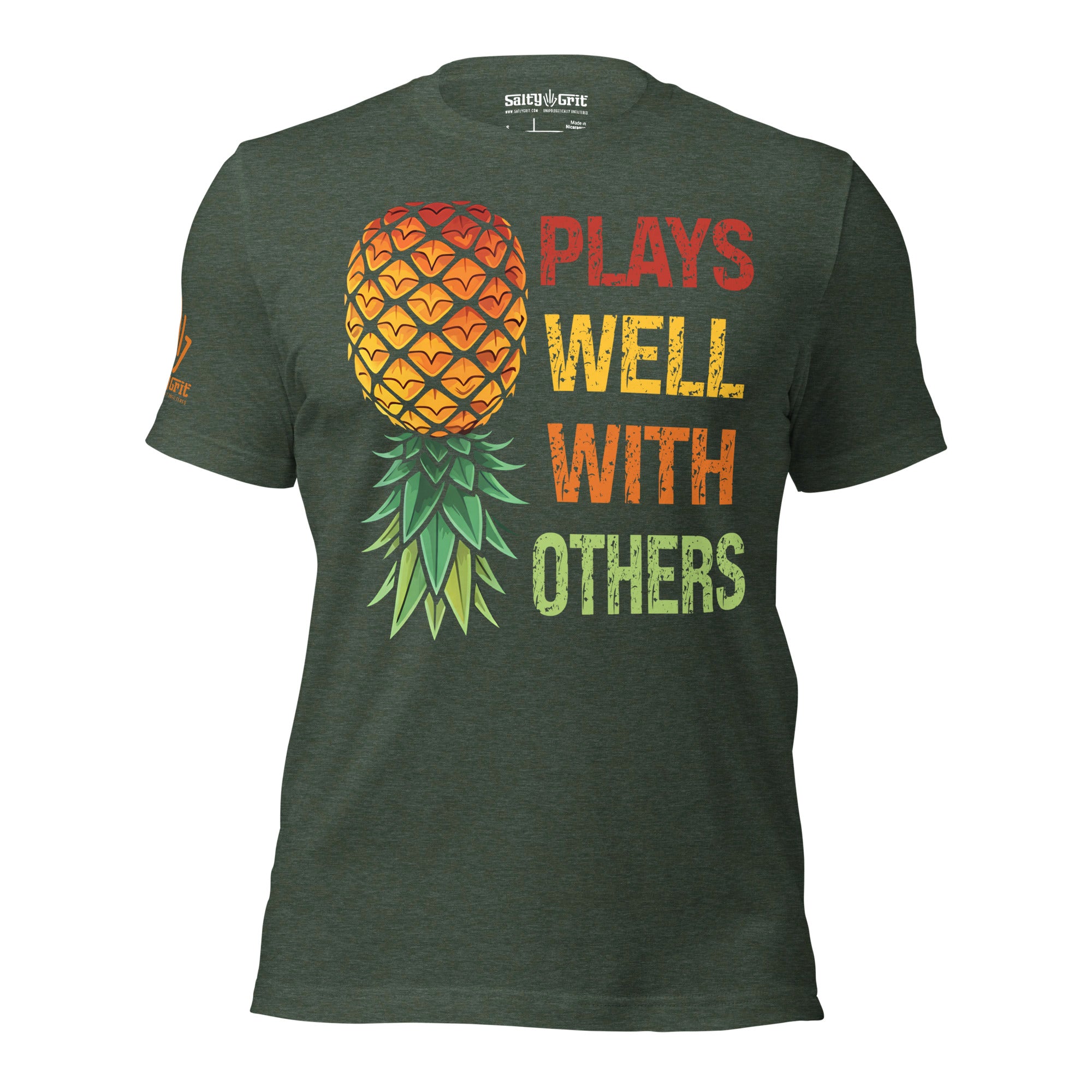 Sarcastic t-shirt with upside down pineapple and slogan Plays Well with Others