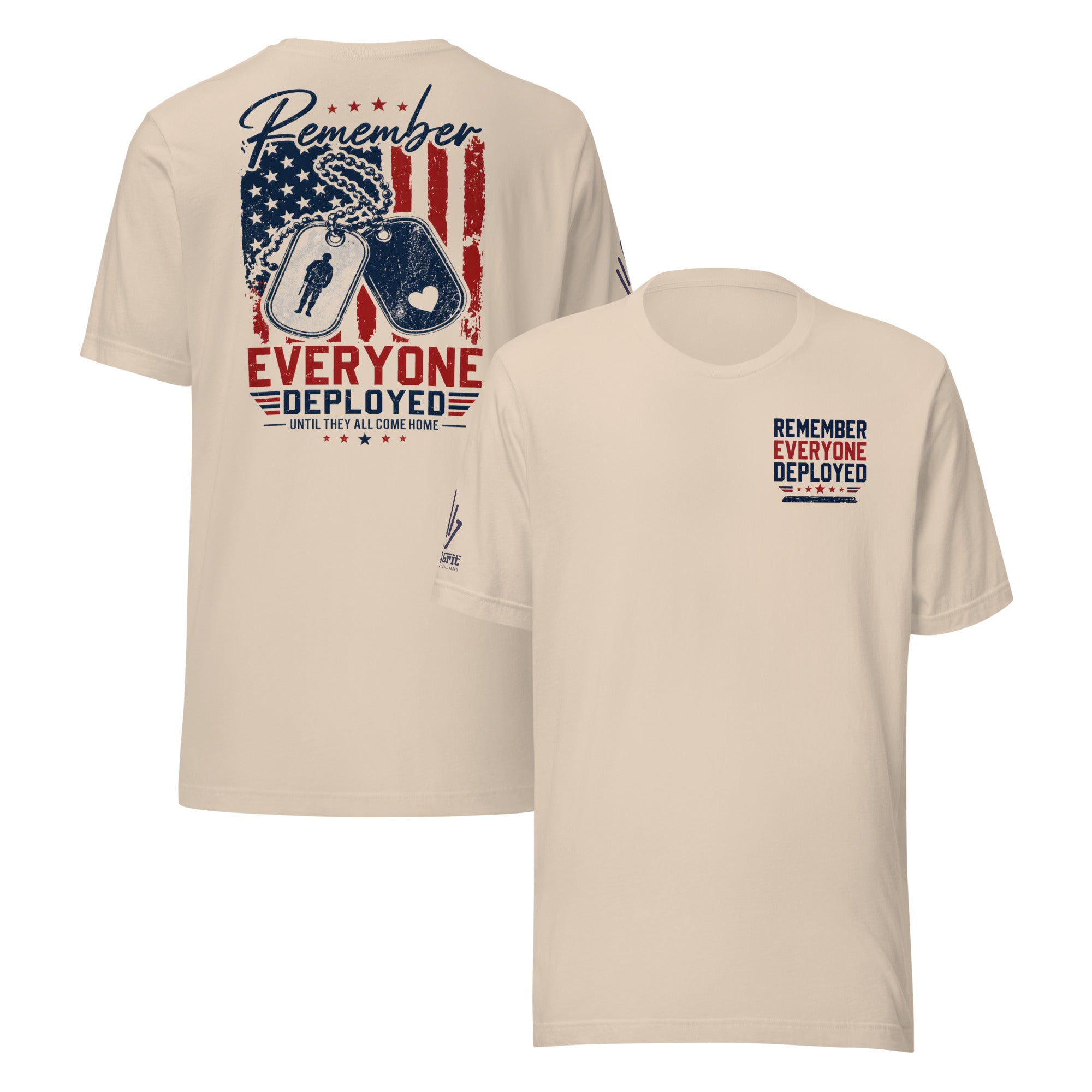 Military shirt featuring Remember Everyone Deployed with American flag artwork