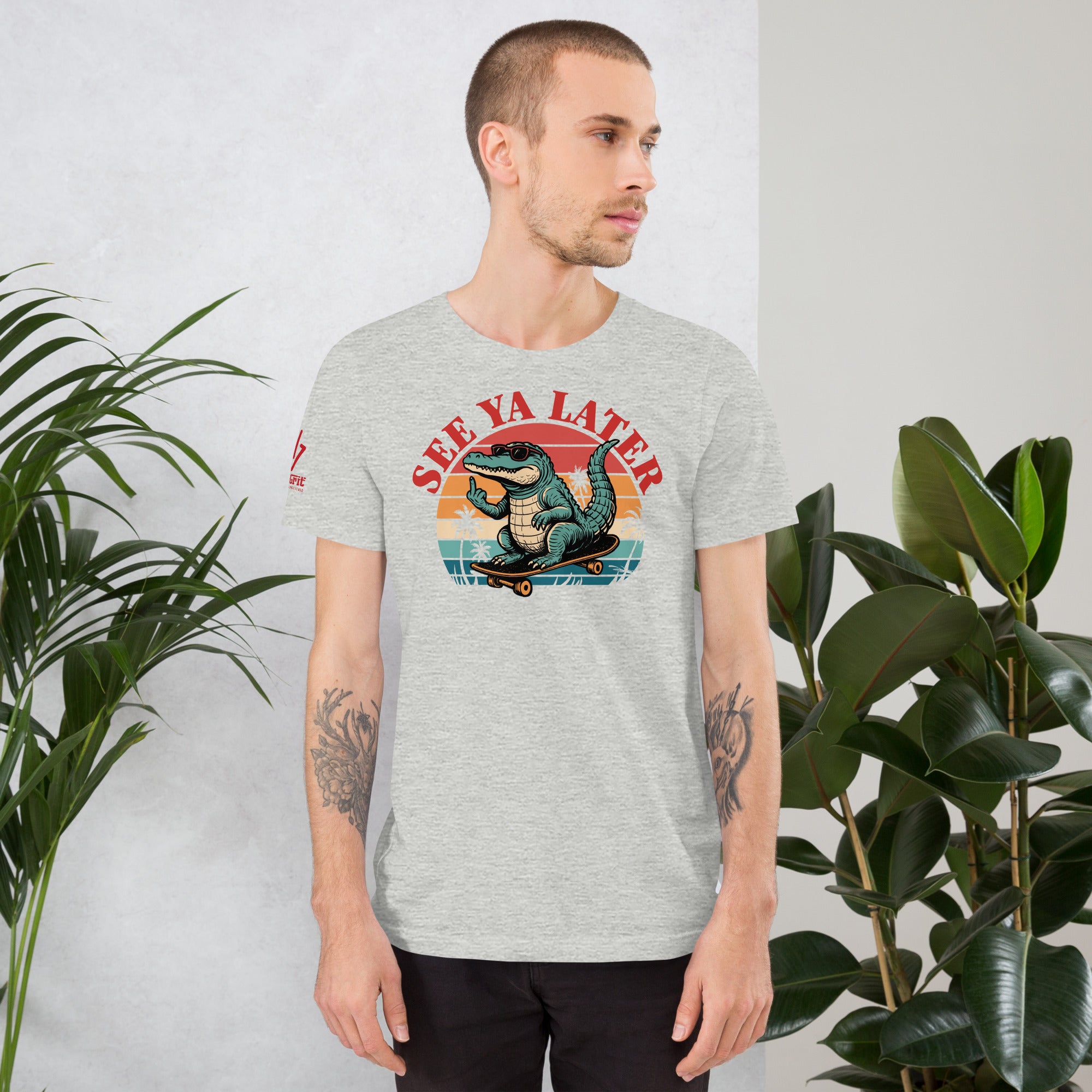 Sarcastic graphic shirt with rude gator flipping the bird