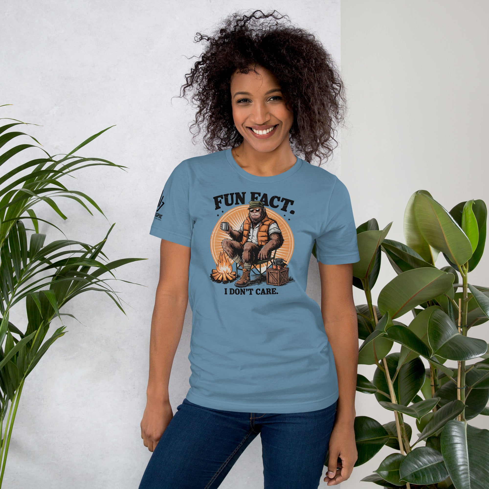 Sarcastic camping shirt with humorous Bigfoot design