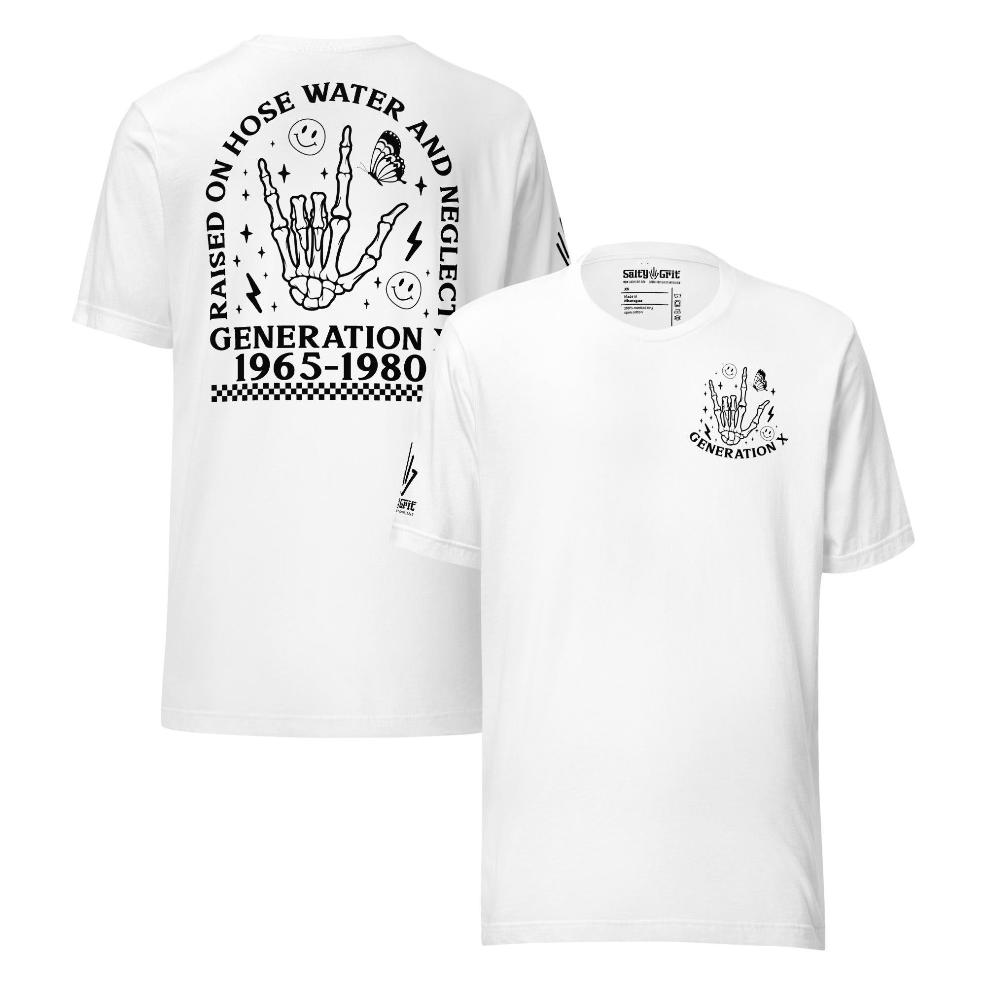 Funny shirt listing Gen X traits like staying out past streetlights