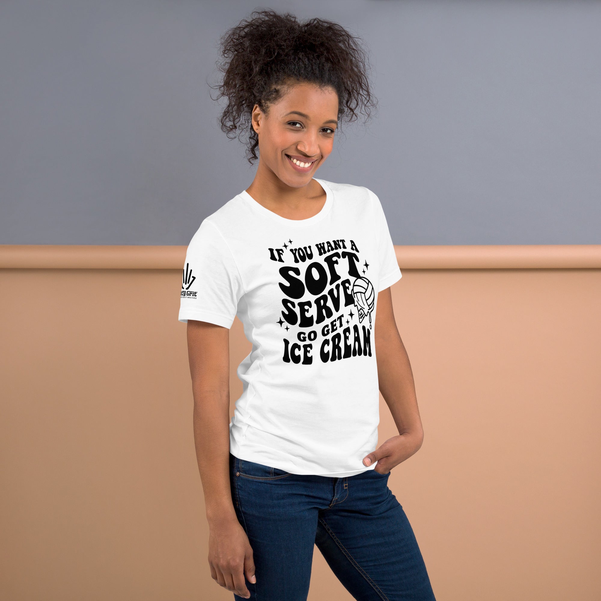 Sarcastic volleyball graphic tee with ice cream design