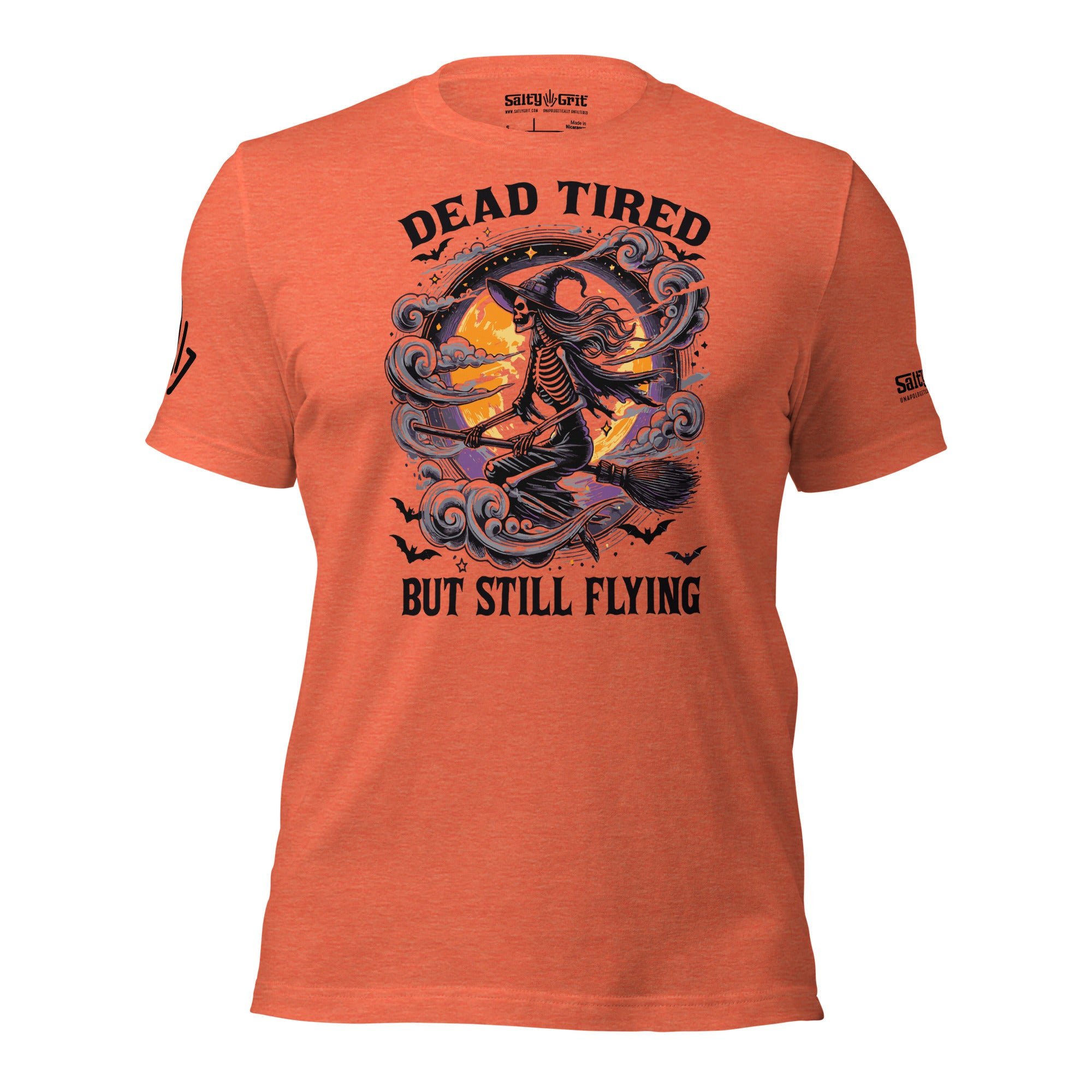 Funny offensive humor Halloween shirt with witch flying on broom