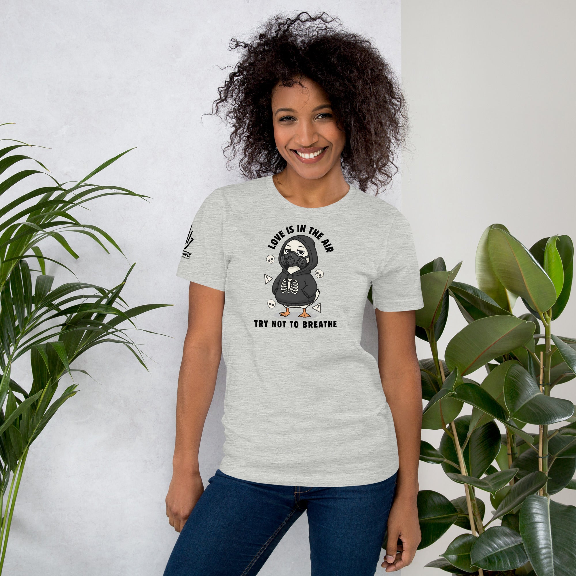 Sarcastic love humor graphic tee with anti romance message