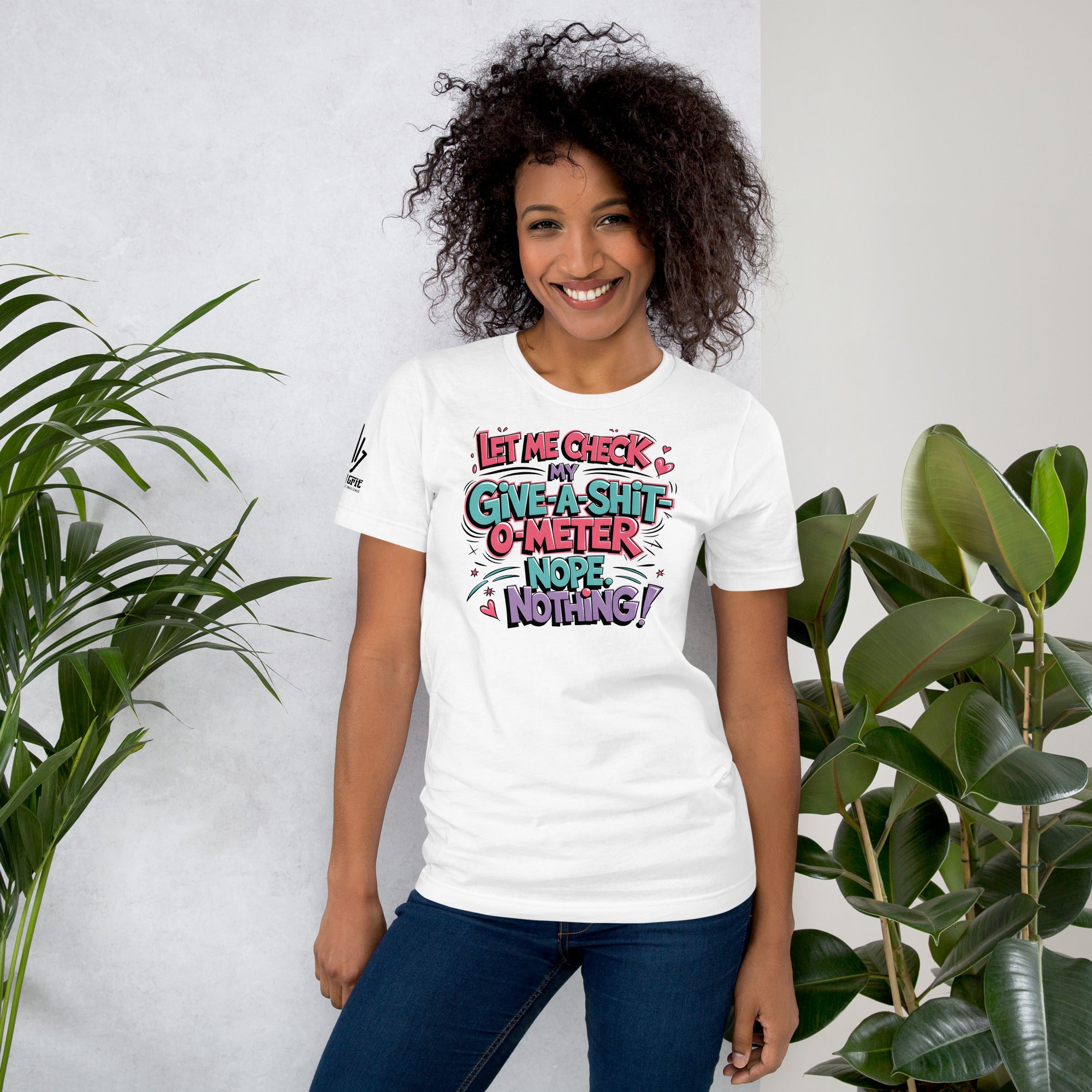 Retro graphic tee with sarcastic no-give-a-damn quote