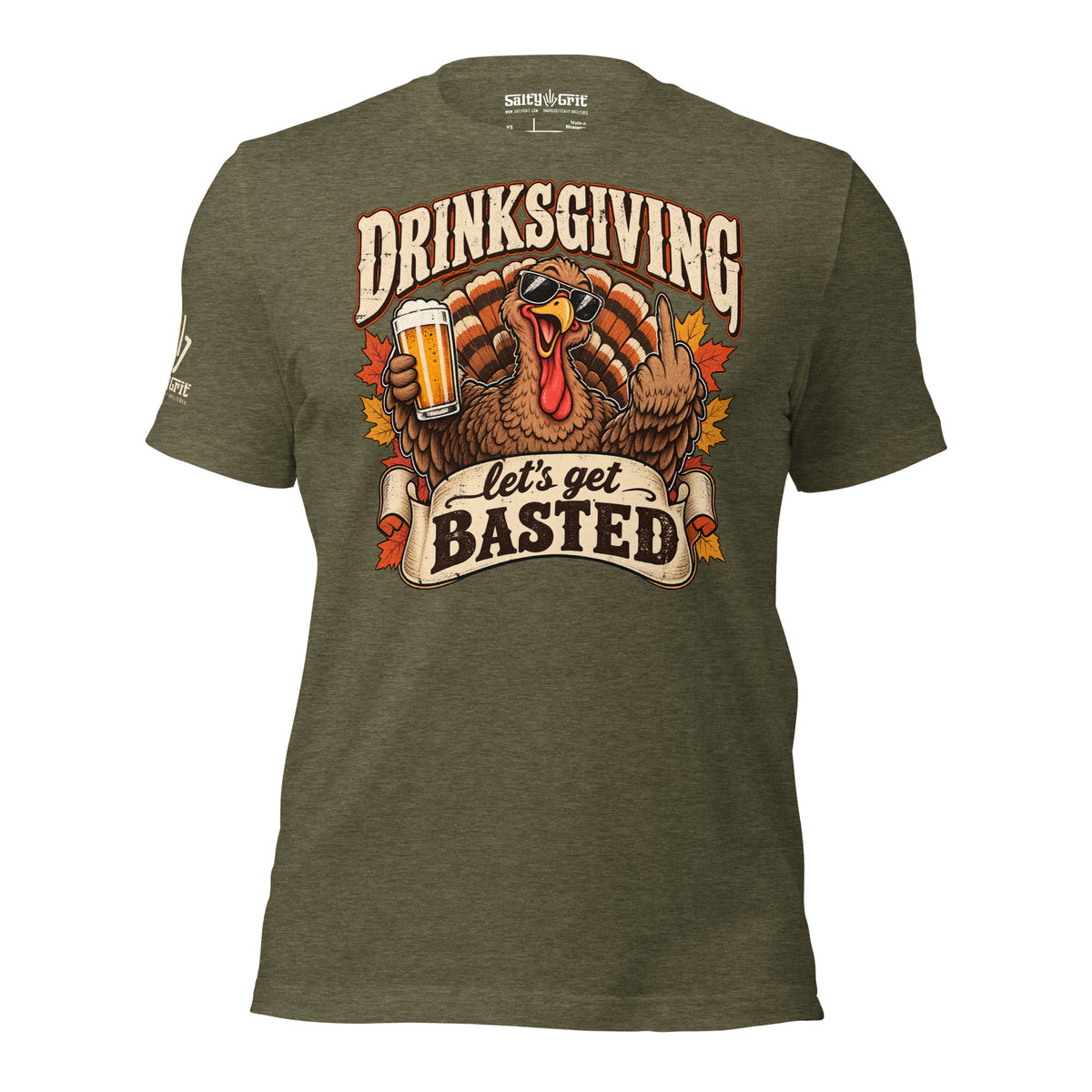 Sarcastic Thanksgiving shirt for drinking buddies with a middle-finger turkey