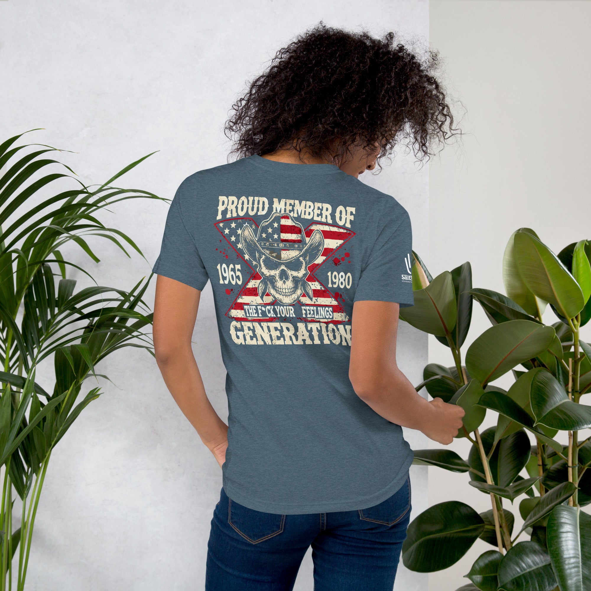 Funny shirt with Gen X pride and F your feelings slogan