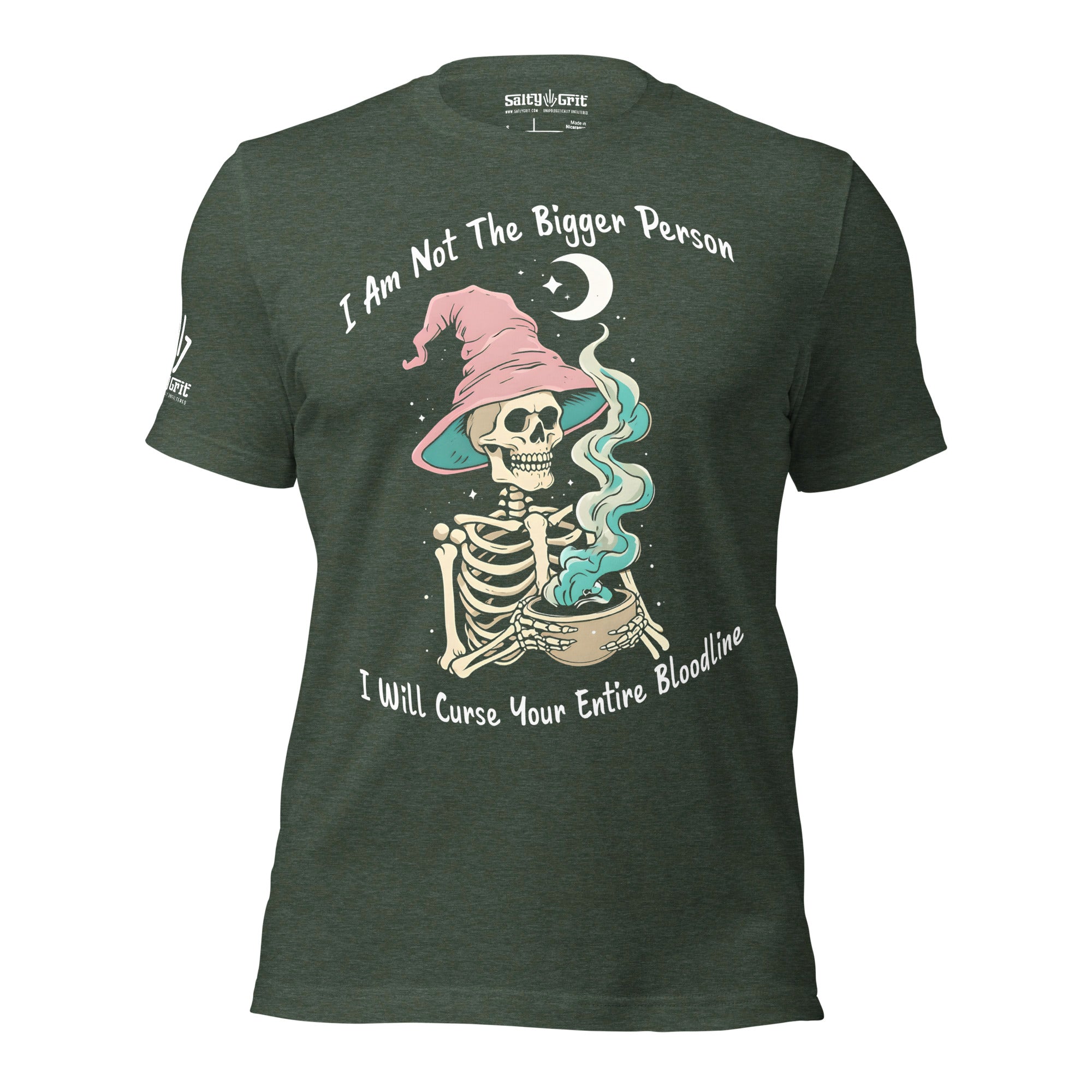 Offensive humor skeleton witch shirt for unapologetic grudge holders
