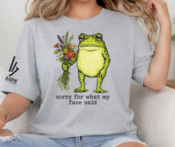 Sarcastic toad graphic tee featuring a toad holding flowers