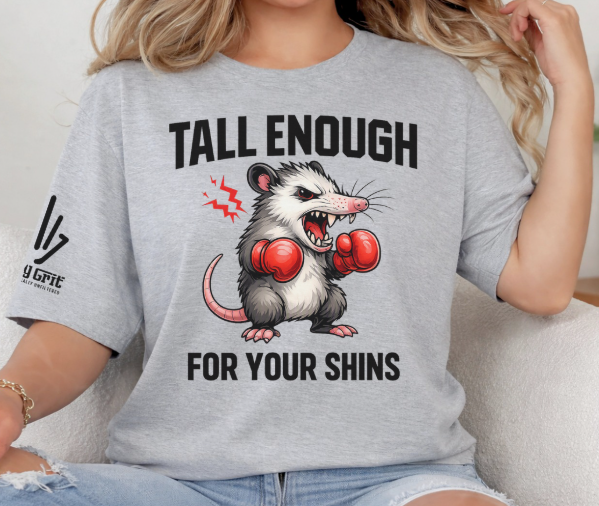 Funny short person shirt featuring an opossum in boxing gloves