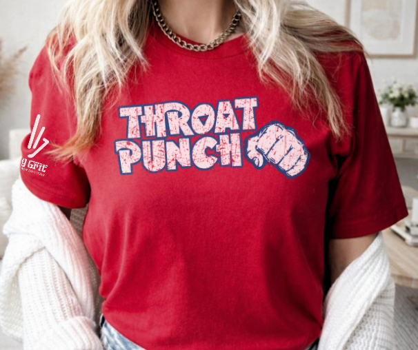 Funny Gen X Throat Punch shirt with Hawaiian Punch-style logo and fist