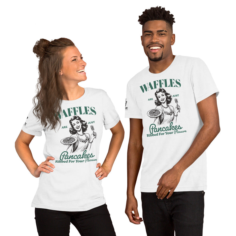 Funny gift tee for men and women who love sarcastic waffle jokes