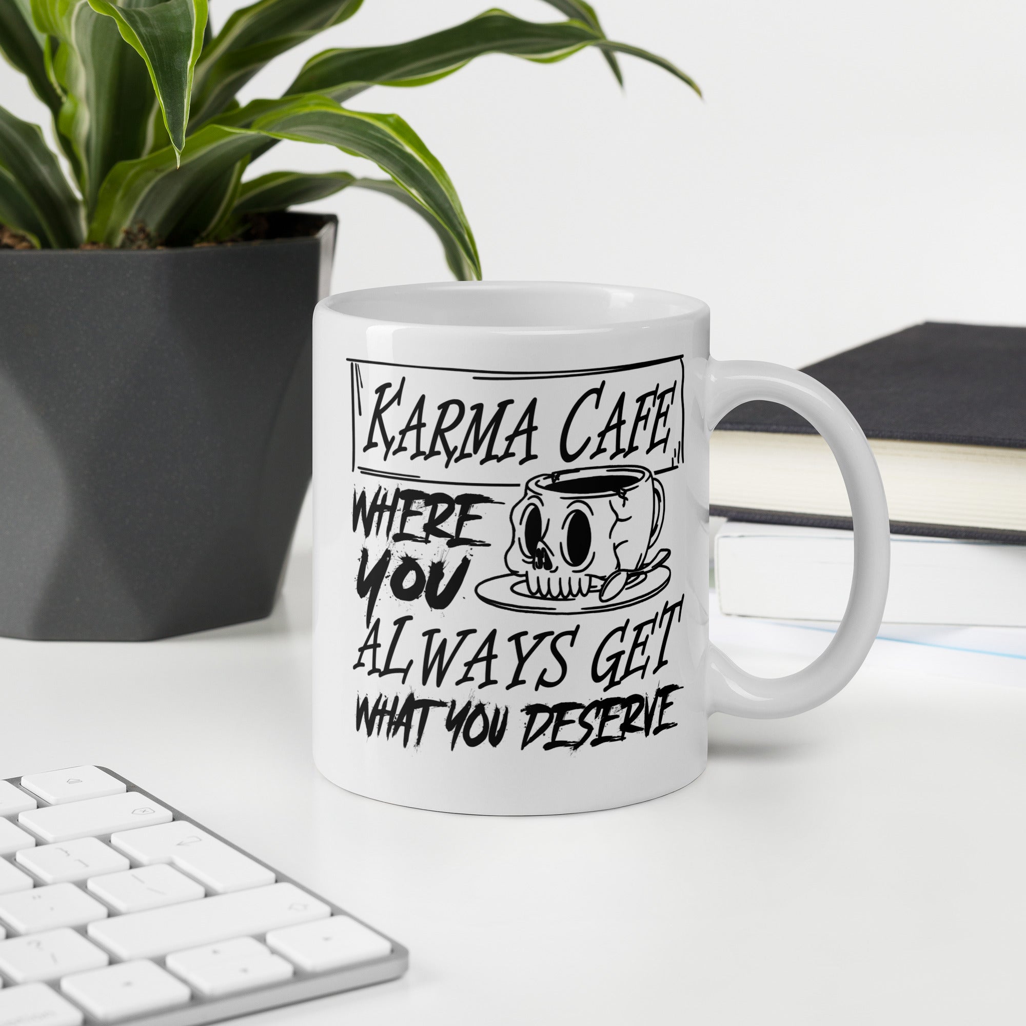 Karma Café White glossy mug