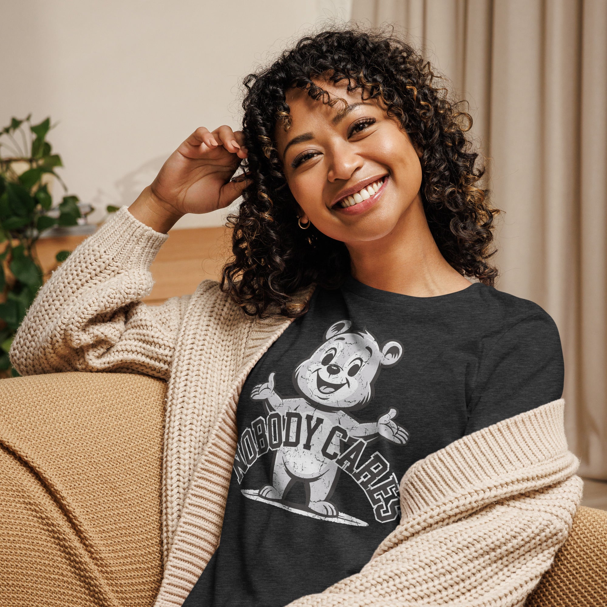 Nobody Cares Bear Shirt - Women's Relaxed Fit
